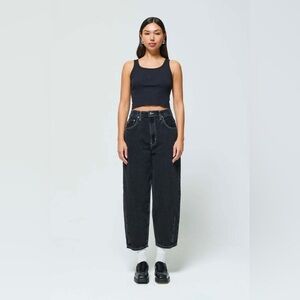 Etica Black Wide Leg High-Rise Barrel Jeans